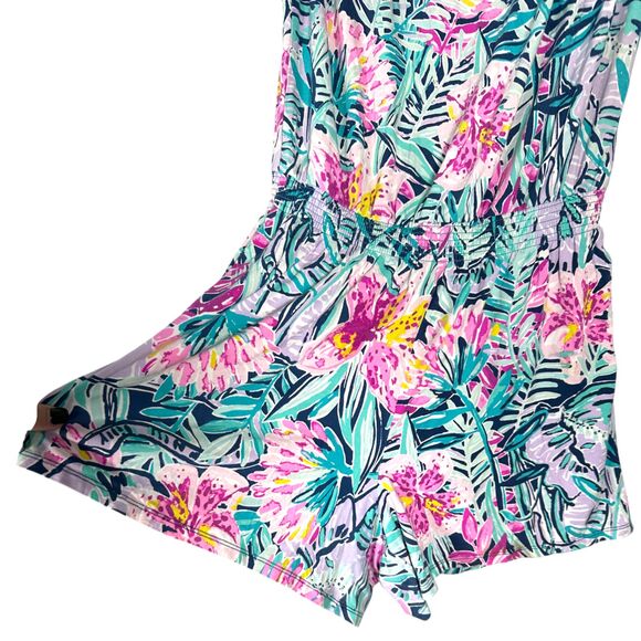 Lilly Pulitzer Anja Romper Mandevilla Pink Extra Lucky Tube Top Shorts Medium - Picture 7 of 8